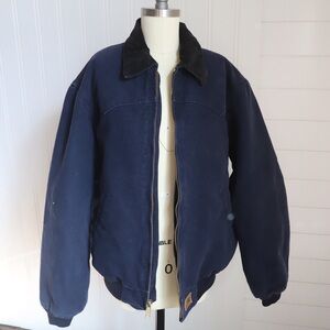 Carhartt Dark Blue Jacket with Black Collar